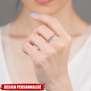 Bague Personnalisée avec Pierre de Naissance – Design Cœur Élégant et Gravure Prénom