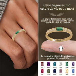 Bague Commémorative Personnalisée avec Pierre de Naissance – Cadeau de Souvenir