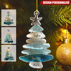 Ornement de Noël Personnalisé en Forme de Sapin – Cadeau Familial Unique