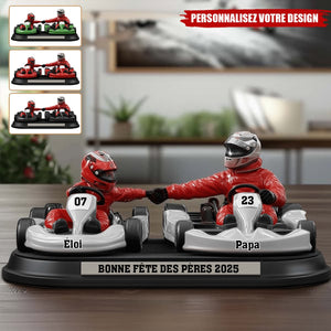 Père et Enfant Passionnés de Course – Plaque Acrylique Personnalisée en Forme Spéciale