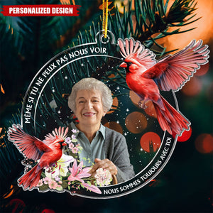 Ornement Photo en Acrylique Personnalisé – Souvenir Émotionnel avec Oiseau et Photo