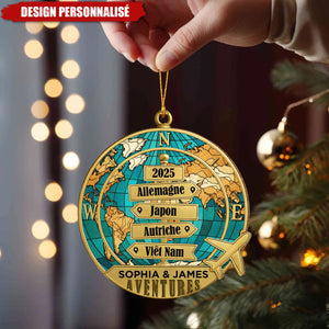 Ornement de Noël Personnalisé – Globe des Aventures 2025
