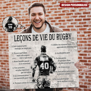 Affiche Personnalisée des Leçons de Vie du Rugby – Cadeau pour les Passionnés de Rugby