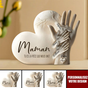 Plaque souvenir pour papa/Maman personnalisée – “Papa/Maman, tu es la pièce qui nous unit”