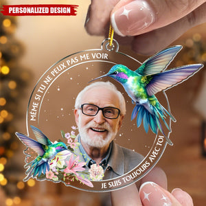 Ornement Photo en Acrylique Personnalisé – Souvenir Émotionnel avec Oiseau et Photo