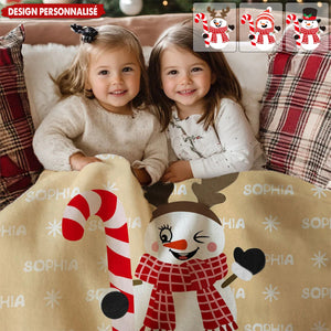 Couverture Personnalisée Bonhomme de Neige – Douce, Chaleureuse et Parfaite pour les Enfants