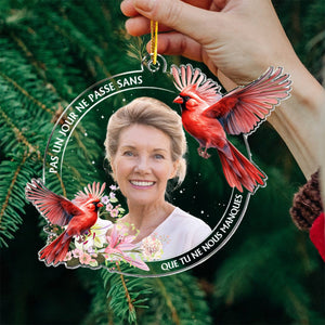 Ornement Photo en Acrylique Personnalisé – Souvenir Émotionnel avec Oiseau et Photo