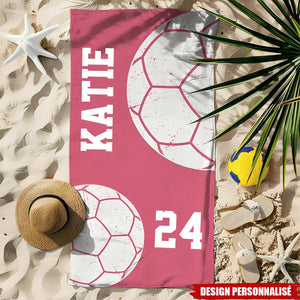 Serviette de Plage Personnalisée avec Nom et Numéro – Design Sportif Unique