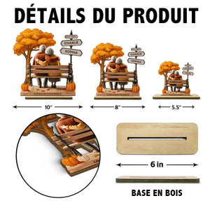 Plaque en bois personnalisée – Couple Âgé sur un Banc, Souvenir d’Amour Éternel