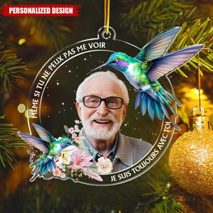 Ornement Photo en Acrylique Personnalisé – Souvenir Émotionnel avec Oiseau et Photo