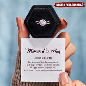 Bague "Maman d’un Ange" – Design Personnalisé avec Pierres Roses et Bleues