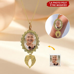 Collier Médaillon Personnalisé avec Photo et Ailes d’Ange