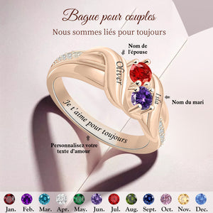 Toujours & Pour Toujours - Bague de Promesse Personnalisée avec Pierres de Naissance pour Couple