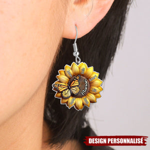 Boucles d’oreilles personnalisées Tournesol – Cadeau Unique pour Maman