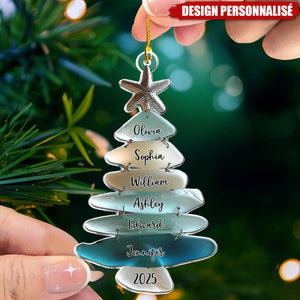 Ornement de Noël Personnalisé en Forme de Sapin – Cadeau Familial Unique