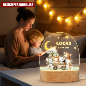 Lampe LED Personnalisée – Animaux de la Savane sous la Lune