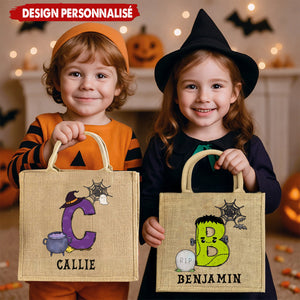 Sac Fourre-Tout Personnalisé Halloween – Design Initiales et Prénom