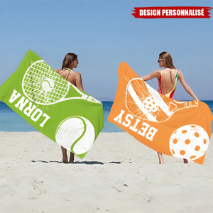 Serviette de Plage Personnalisée avec Nom et Numéro – Design Sportif Unique