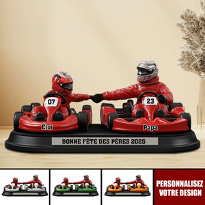 Père et Enfant Passionnés de Course – Plaque Acrylique Personnalisée en Forme Spéciale