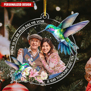 Ornement Photo en Acrylique Personnalisé – Souvenir Émotionnel avec Oiseau et Photo