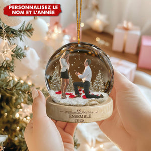 Ornement de Fiançailles Personnalisé avec Photo – Cadeau d’Amour Unique