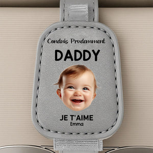 Support de lunettes de voiture personnalisé – Photo, "Conduis prudemment papa, amour éternel" – Cadeau familial personnalisé