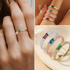 Bague Commémorative Personnalisée avec Pierre de Naissance – Cadeau de Souvenir