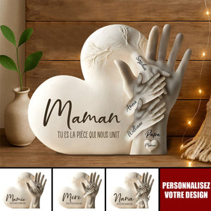 Plaque souvenir pour papa/Maman personnalisée – “Papa/Maman, tu es la pièce qui nous unit”