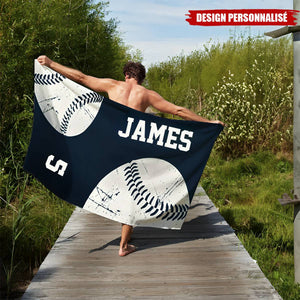 Serviette de Plage Personnalisée avec Nom et Numéro – Design Sportif Unique