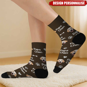 Chaussettes Amusantes pour Amoureux des Chiens-Design Personnalisé avec Photo
