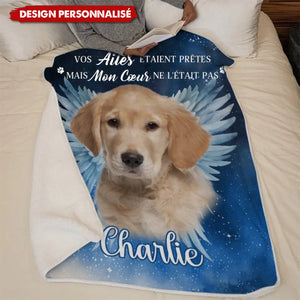 Couverture Personnalisée avec Photo d’Animal – Hommage Émotionnel avec Ailes d’Ange et Prénom