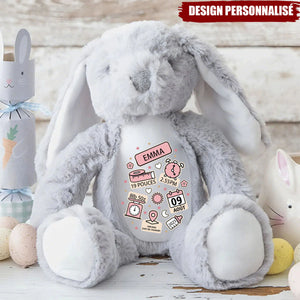 Peluche lapin personnalisée – Souvenir de naissance unique