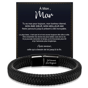 Bracelet en Cuir Personnalisé pour Homme – Cadeaux pour la fête des pères, un anniversaire ou une remise de diplôme