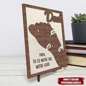 Empreinte de Papa – Panneau en Bois Personnalisé à 2 Couches avec Support – Famille