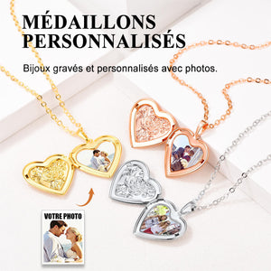 Collier Médaillon Coeur Personnalisé Avec Photo