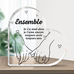 Couple personnalisé personnalisé Plaque acrylique en forme de coeur - cadeau pour mari femme, anniversaire