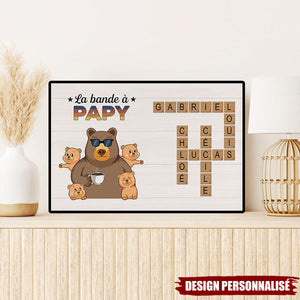 Affiche Personnalisé ‘La Bande à Papy / Mamie’ – Cadeau Familial avec Noms et Ours Adorables