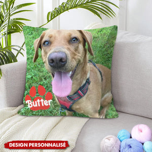Coussin Personnalisé avec Photo d’Animal – Cadeau Doux et Unique