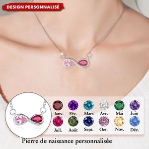 Collier Infini Personnalisé avec Pierres de Naissance – Symbole d’Amour Éternel