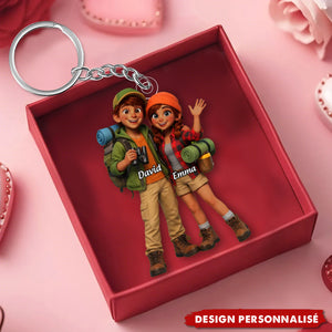Porte-clés Personnalisé Randonneur Couple - Cadeau Aventure Amoureux