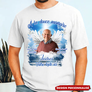 T-shirt Commémoratif Personnalisé avec Photo et Dates – Hommage Émotionnel pour un Être Cher