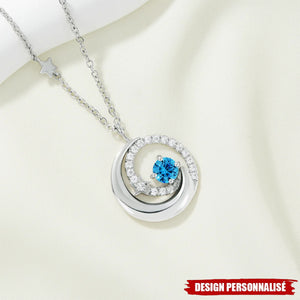 Collier Lune-Étoile avec Pierre de Naissance Personnalisée – Bijou Élégant et Unique
