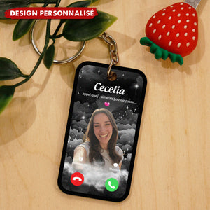 Porte-clés personnalisé L’appel que j’aimerais pouvoir passer – Avec photo et nom