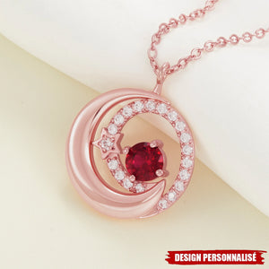 Collier Lune-Étoile avec Pierre de Naissance Personnalisée – Bijou Élégant et Unique
