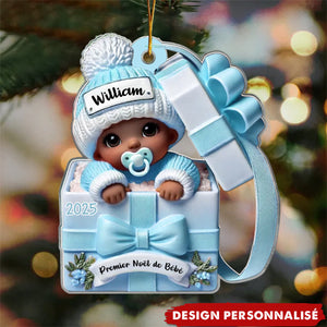 Suspension Acrylique Personnalisée – Bébé dans une Boîte Cadeau – Cadeau pour Nouveau-né