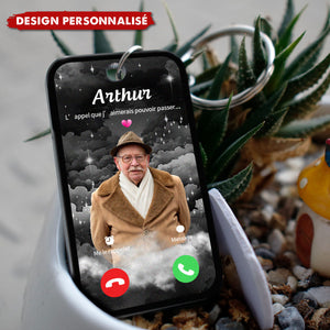 Porte-clés personnalisé L’appel que j’aimerais pouvoir passer – Avec photo et nom