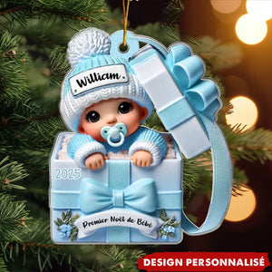 Suspension Acrylique Personnalisée – Bébé dans une Boîte Cadeau – Cadeau pour Nouveau-né