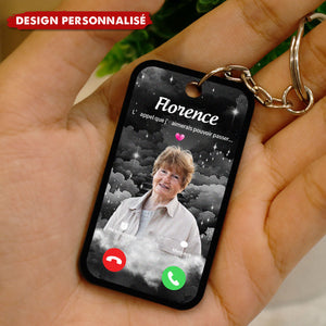 Porte-clés personnalisé L’appel que j’aimerais pouvoir passer – Avec photo et nom