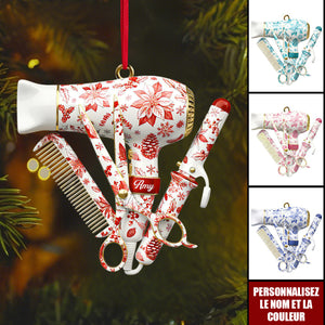 Ornement de Noël pour Coiffeuse – Personnalisez le Nom & la Couleur