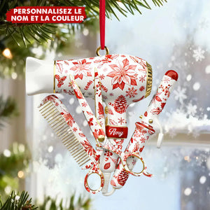 Ornement de Noël pour Coiffeuse – Personnalisez le Nom & la Couleur